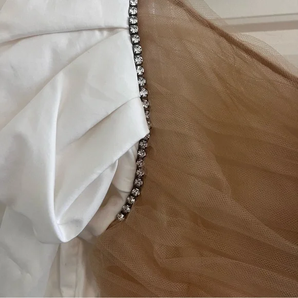 KHAITE Tracy crystal-embellished ruched tulle and cotton-sateen dress SIZE 2 - Picture 13 of 15